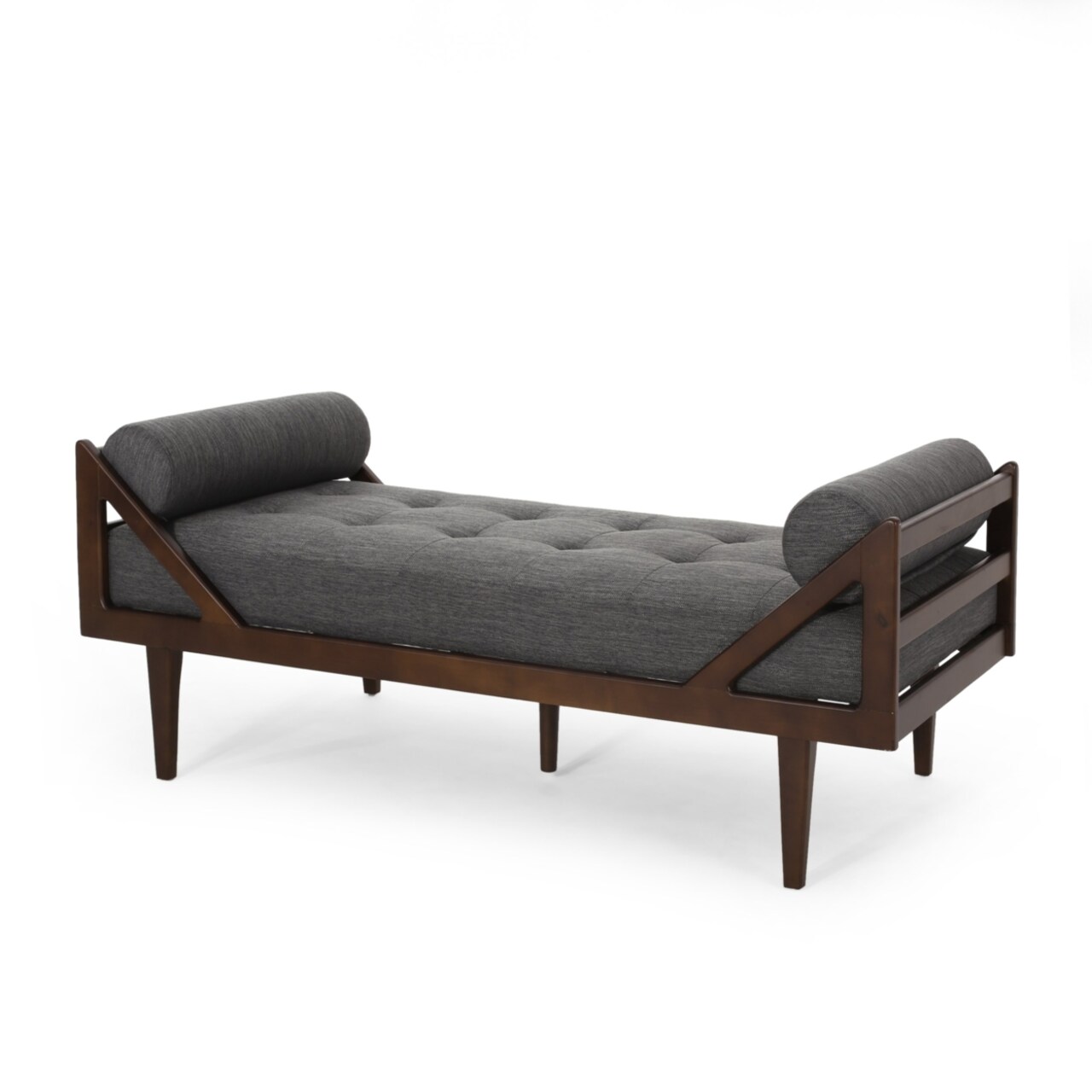 GDFStudio Sumner Contemporary Tufted Chaise Lounge with Rolled Accent Pillows